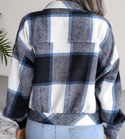 Autumn Plaid Jacket Women Loose Checkered Jacket Female