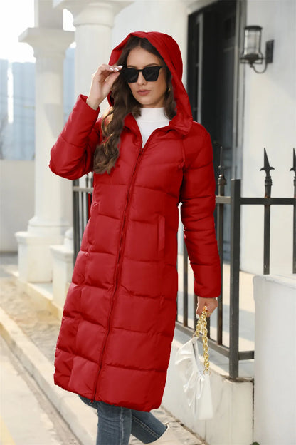 Winter Hooded Women's Cotton Padded Jacket Mid-length Outwear