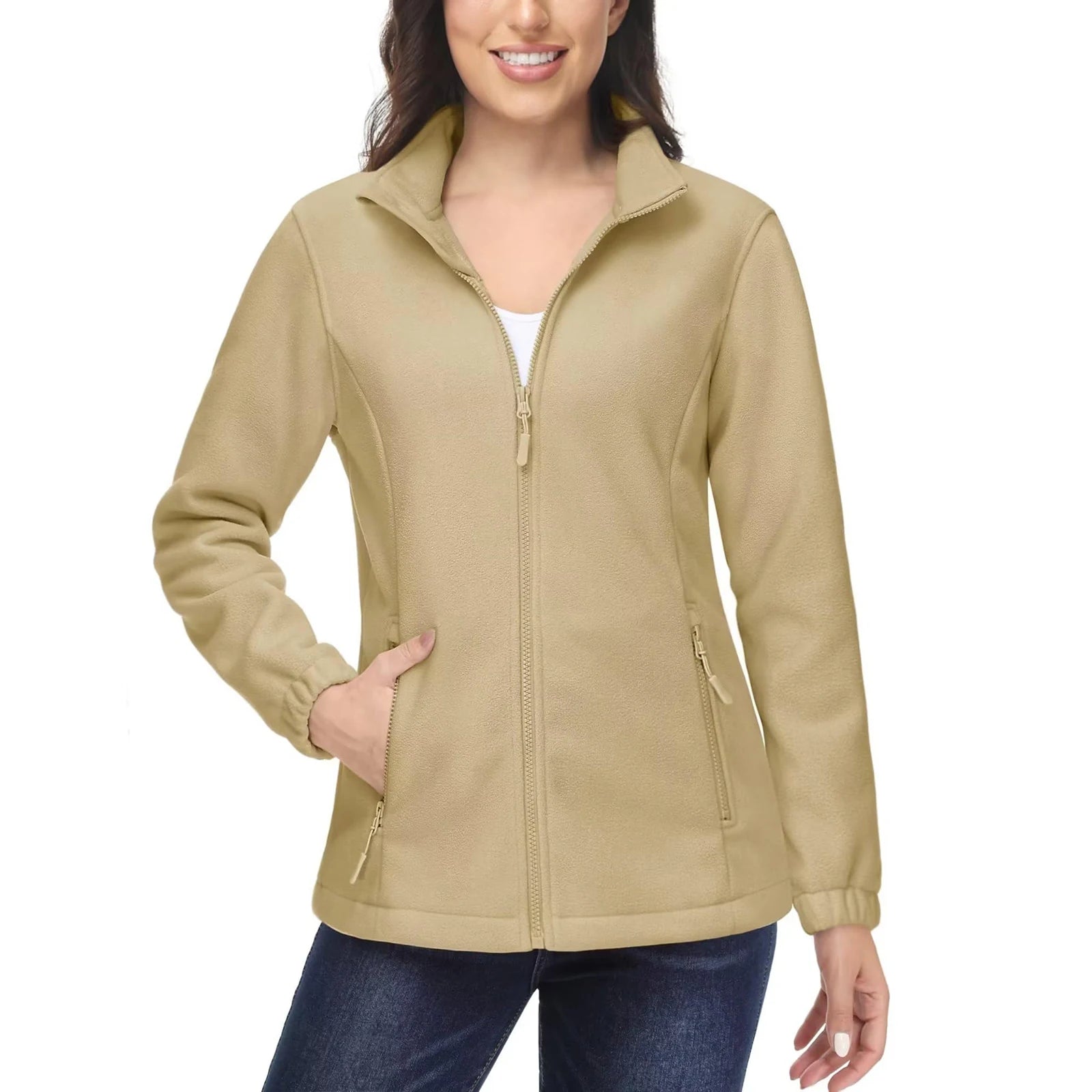 Women's Winter Fleece Jacket – Lightweight, Warm, and Soft Thermal Coat with Zip Pockets
