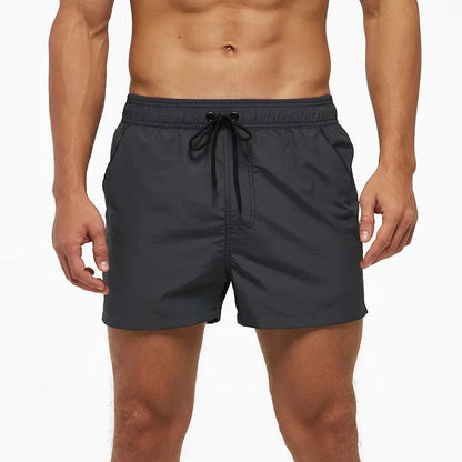 Men Swimming Shorts Summer Swimwear Trunks Quick Dry Zipper Black 4XL