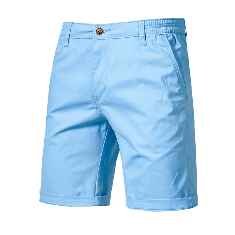 2021 New Summer 100% Cotton Solid Shorts Men High Quality