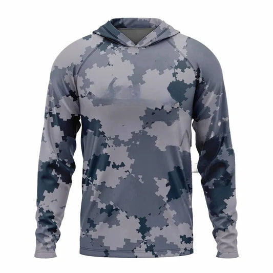 Fishing Camouflage Hoodie Men Clothes Summer Breathable Long Sleeve Fishing Shirt 4XL