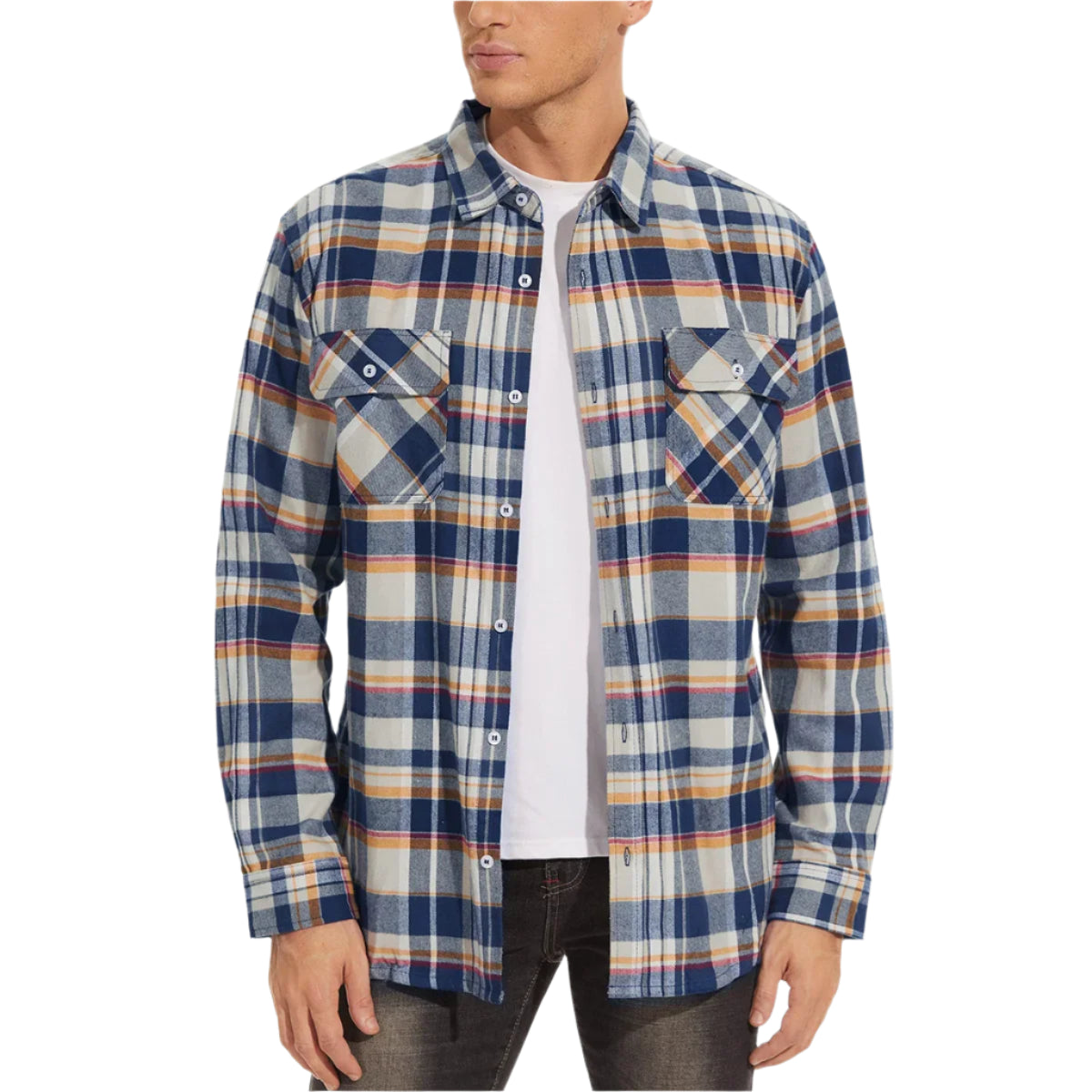 MAGCOMSEN Men's Plaid Flannel Shirts Long Sleeves Casual Cotton