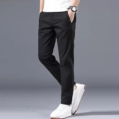 Fashion Men's Slim Fit Pants Solid Color Chino Trousers