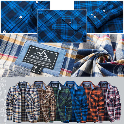 MAGCOMSEN Men's Plaid Flannel Shirts Long Sleeves Casual Cotton