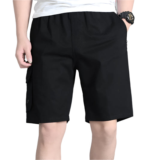 Solid Color Pockets Zipper Button Embroidery Letter Men's Summer Clothing High Waisted All-match Shorts