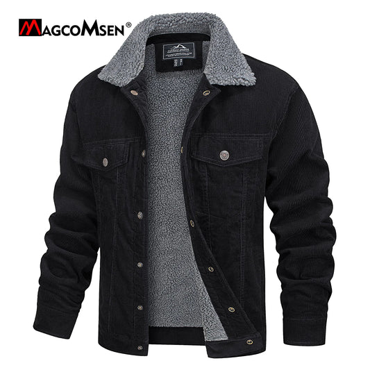 MAGCOMSEN Men's Corduroy Jackets Vintage Sherpa Fleece