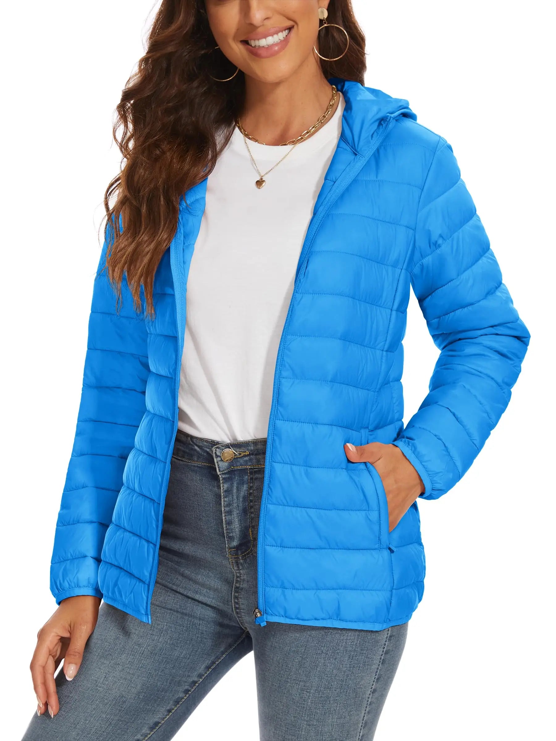 Women's Winter Puffer Jacket – Lightweight, Water-Resistant, Padded Hoodie for Outdoor Activities, Camping, and Cold Weather Outerwear