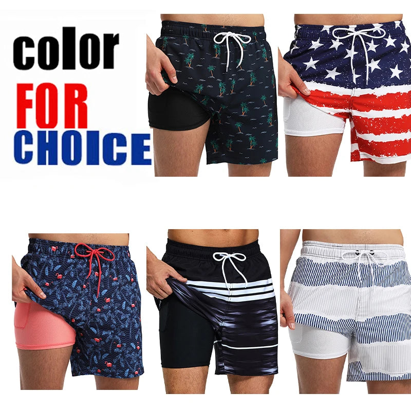 Men's Classic Swim Trunk Beach Shorts Quick Dry Beach Polyester