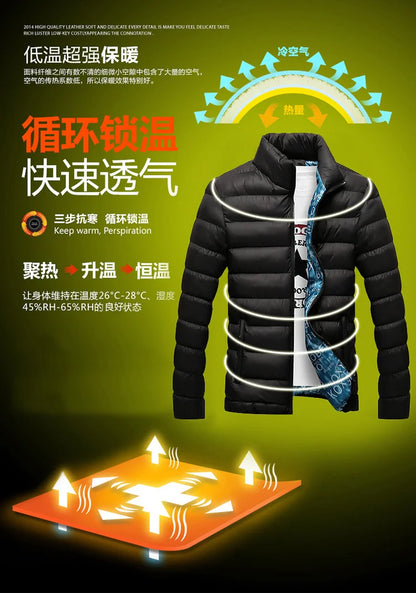 6XL Winter Men Jacket Ultralight Stand Collar Warm Coat