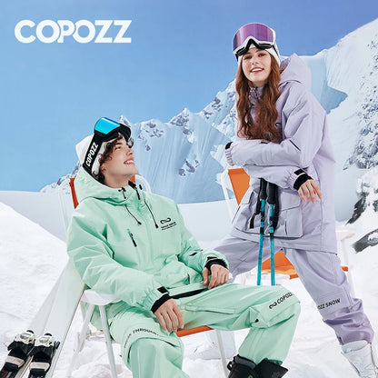 COPOZZ Waterproof Thicken Snow Clothes Unisex Ski Jacket Pants