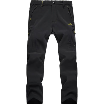 Men's Winter Soft Shell Ski Pants – Waterproof, Fleece-Lined, and Windproof Thermal Trousers for Outdoor Activities, Hiking, and Camping