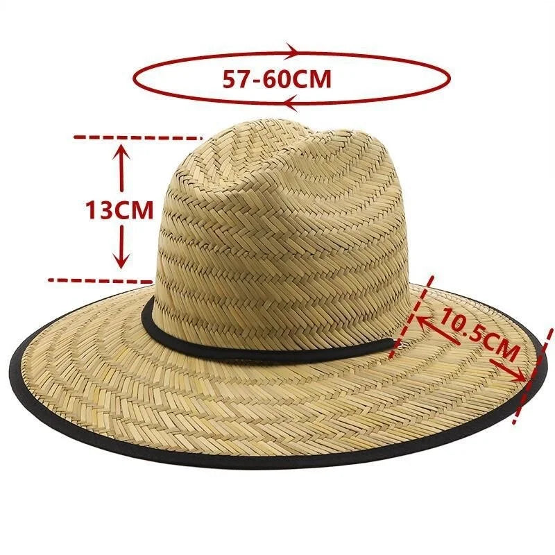 Men Women New Handwork Lifeguard Straw Summer Hat