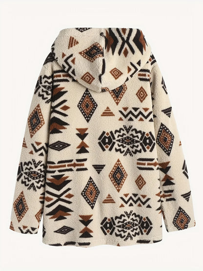 Women's Aztec National Printing Plush Coat for Ladies