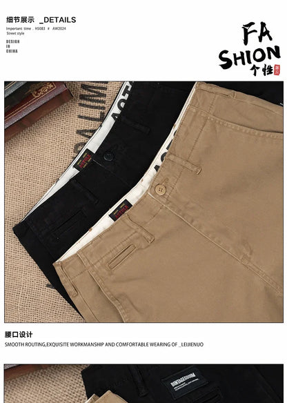 Men American Retro Streetwear Cargo Pants Plus Size Trousers