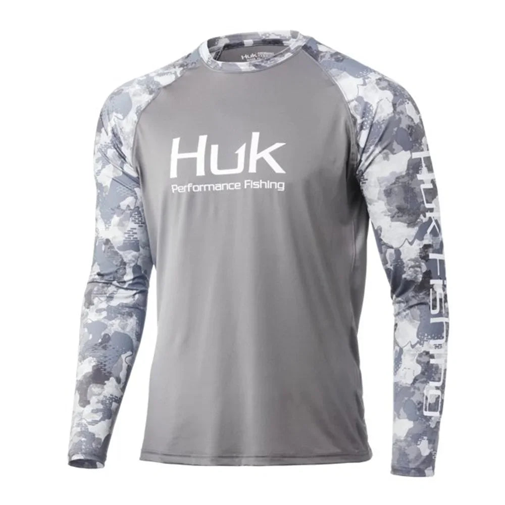 HUK Fishing Shirts Long Sleeve UV Protection Mens Jersey