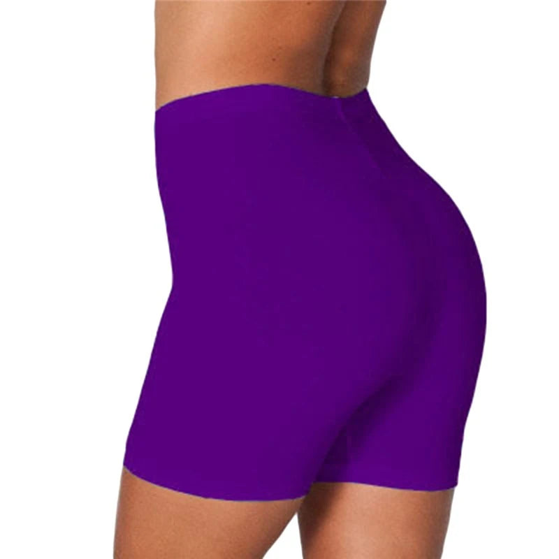 Women Elastic Shorts Casual High Waist Tight Fitness Slim