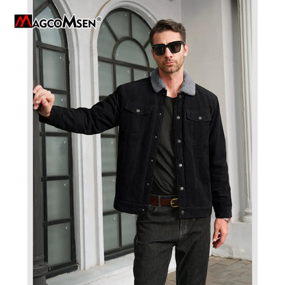 MAGCOMSEN Men's Corduroy Jackets Vintage Sherpa Fleece