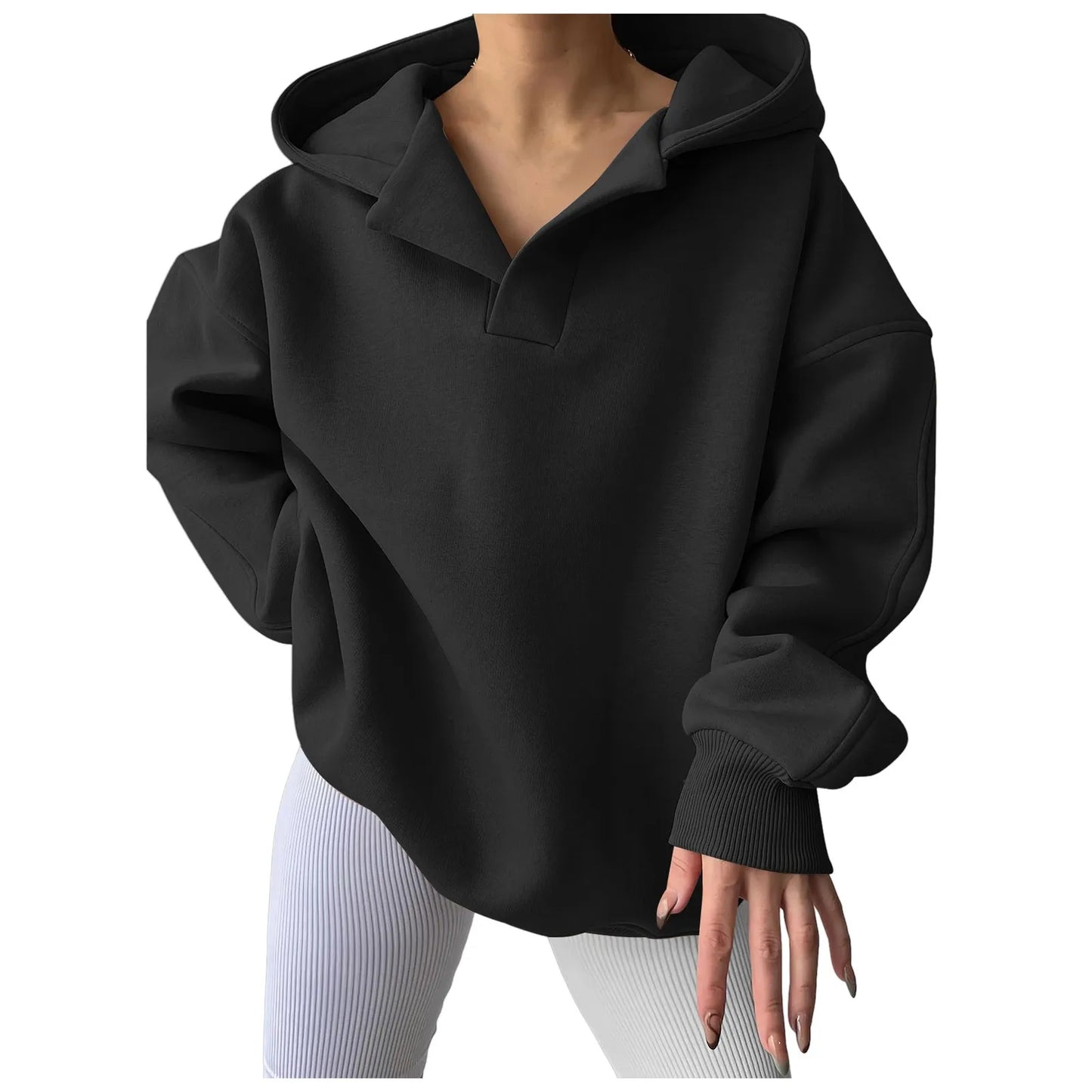 Women'S V Neck Oversized Hoodie With Pocket Fashion Trend