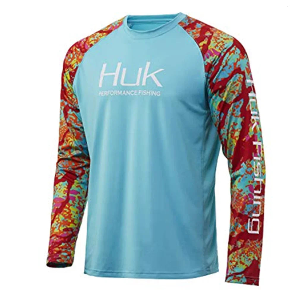 HUK Fishing Shirts Long Sleeve UV Protection Mens Jersey