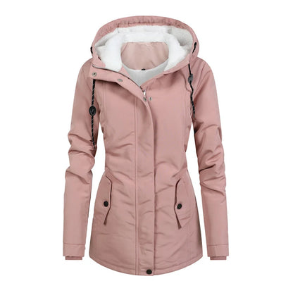 Winter Women Warm Parkas Hooded Retro Thick Plush Coats