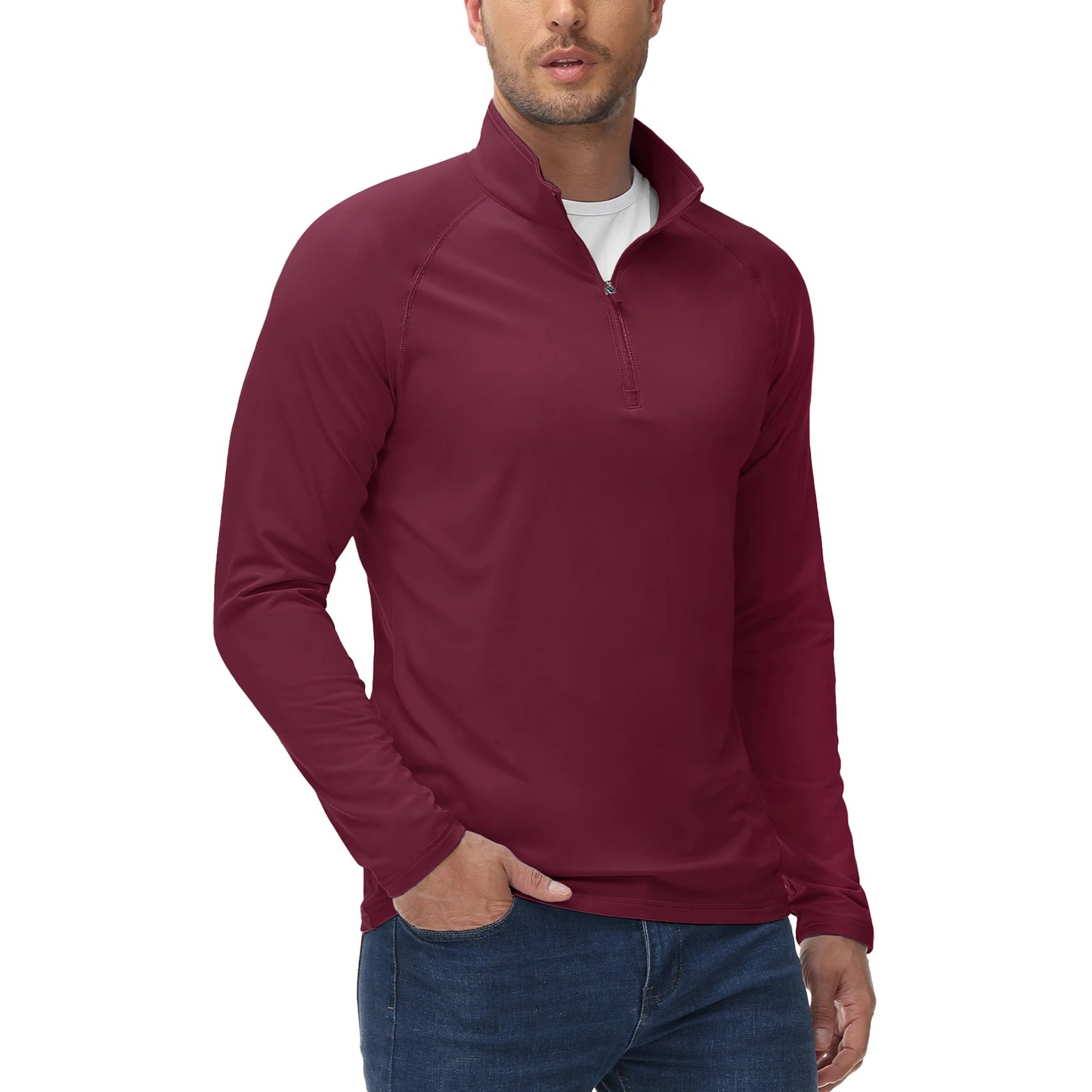 Men's Spring Soft Fleece-Lined Sweatshirt – Long Sleeve 1/4 Zip Thermal Shirt for Workout, Hiking, and Casual Wear