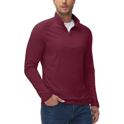 Men's Spring Soft Fleece-Lined Sweatshirt – Long Sleeve 1/4 Zip Thermal Shirt for Workout, Hiking, and Casual Wear