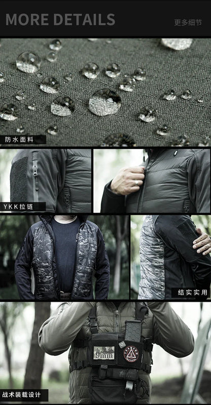 Tactical Soft Shell Hooded Jackets Mens Outdoor Windproof Waterproof