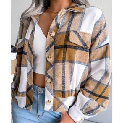 Autumn Plaid Jacket Women Loose Checkered Jacket Female