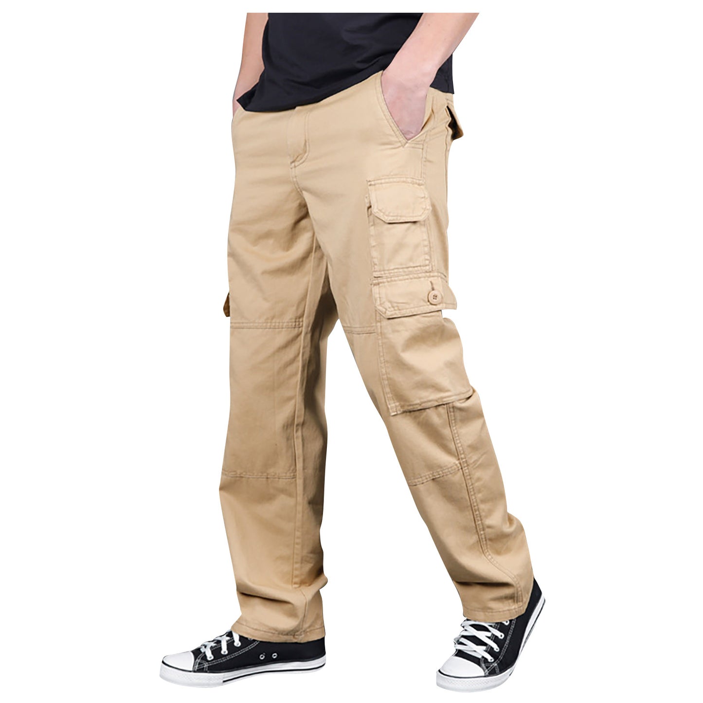 Men's Cargo Pants Fashion Loose Solid Color Straight Cylinder