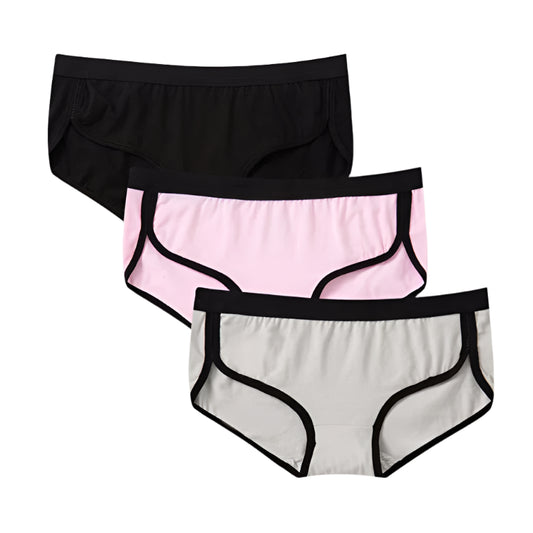 BANNIROU 3Pcs Women's Briefs Cotton Sports Low-Rise Panties