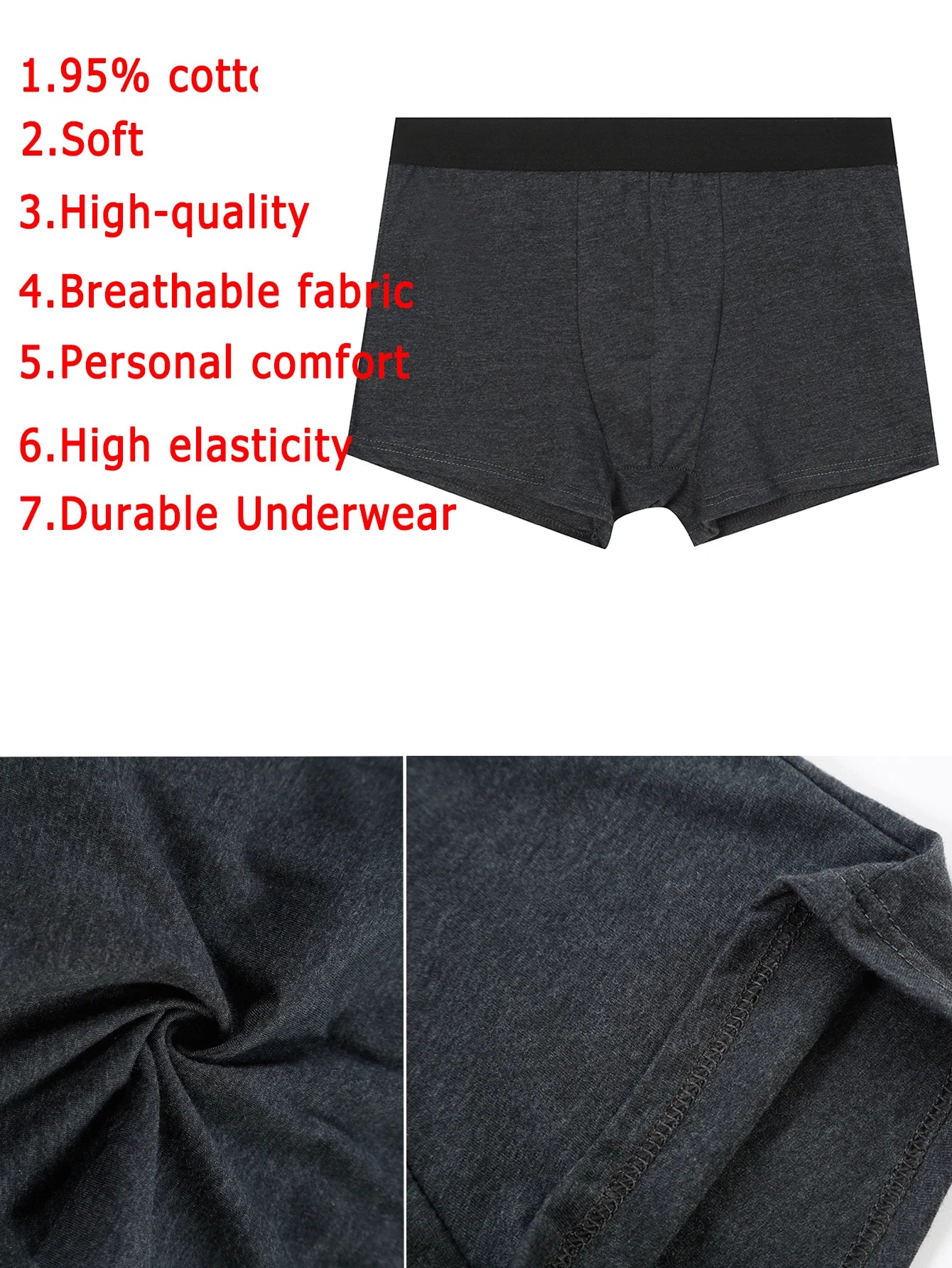 6pcs Pack Slips Boxer Shorts for Men Cotton Breathable