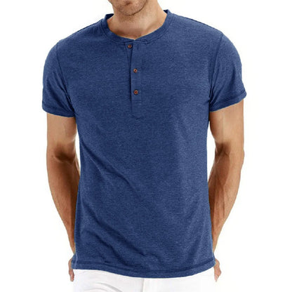 Brand Quality Cotton Men T-Shirt Henry Neck Slim Fit Tees