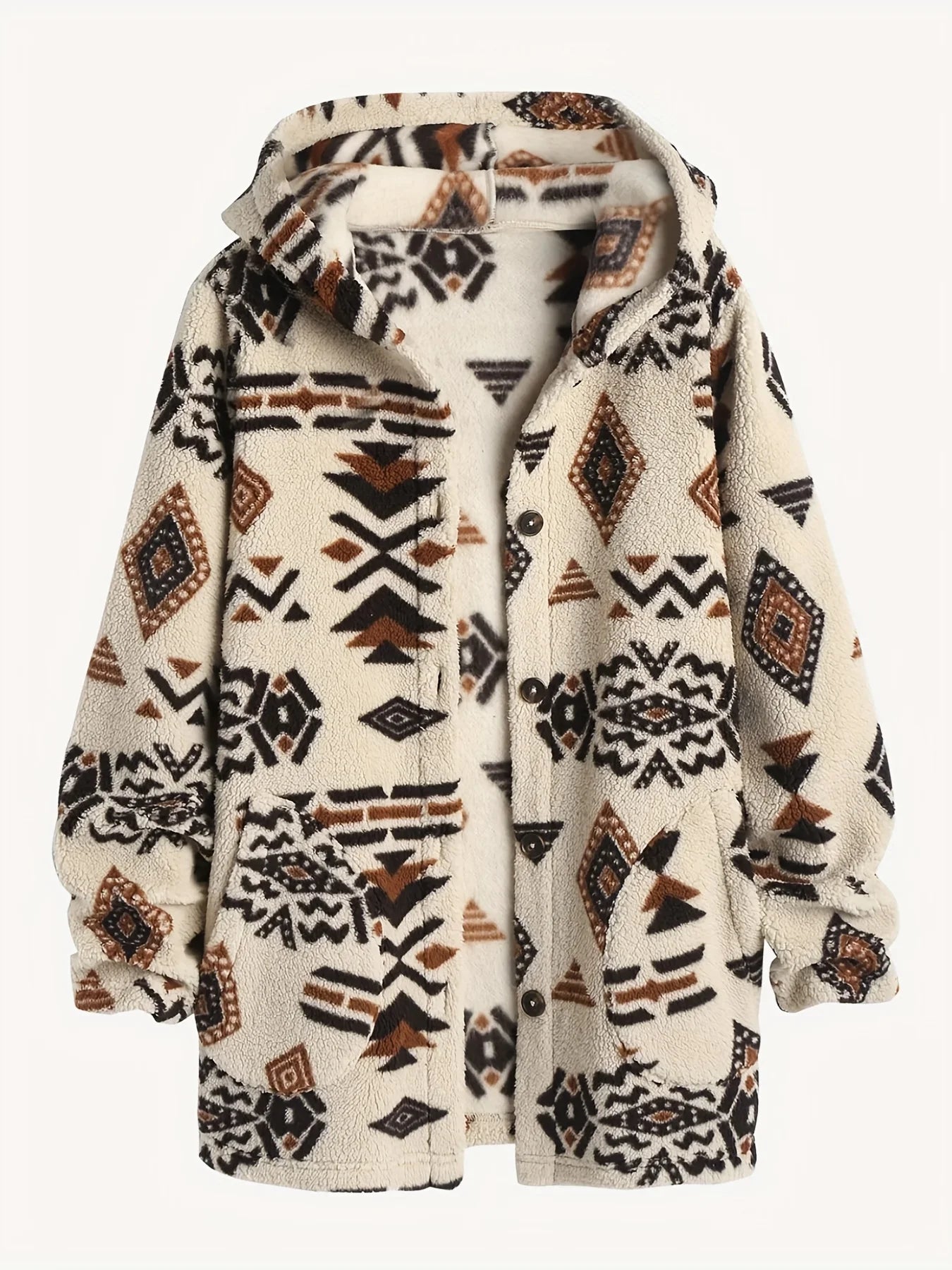 Women's Aztec National Printing Plush Coat for Ladies