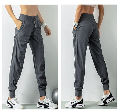 Fabric Drawstring Joggers Women Quick Dry Athletic Pants