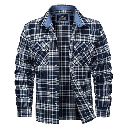 MAGCOMSEN Men's Plaid Flannel Shirts Long Sleeves Casual Cotton