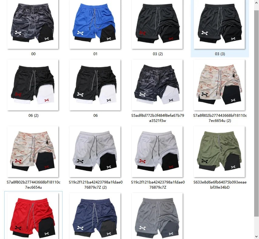 New Design Men's 2 in 1 Double Layer Fitness Shorts