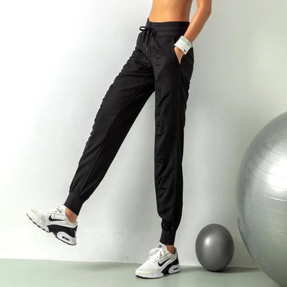 Fabric Drawstring Joggers Women Quick Dry Athletic Pants