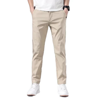 Fashion Men's Slim Fit Pants Solid Color Chino Trousers