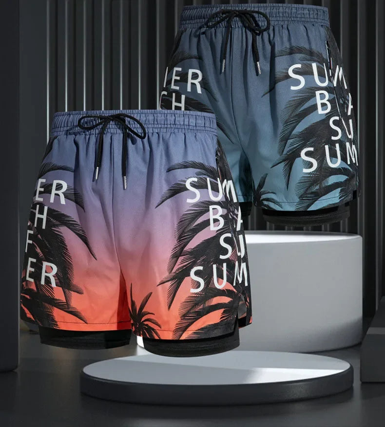 New Swim Trunks for Men Double-layer Swimming Shorts