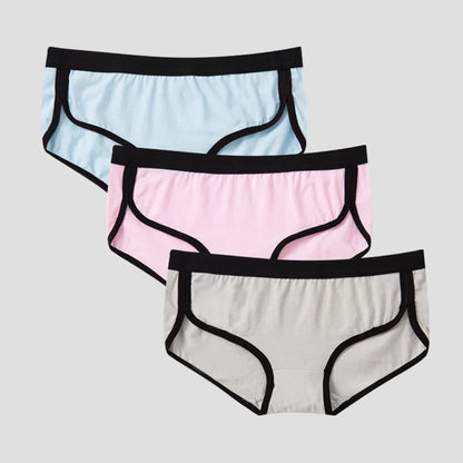 BANNIROU 3Pcs Women's Briefs Cotton Sports Low-Rise Panties