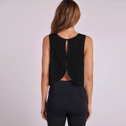 Female Summer Workout Clothes Loose Fit Open Back Top