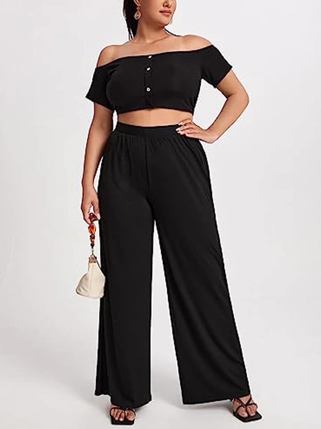 Women's Summer 2024 New Plus-Size Knitted Wide-Legged Pants