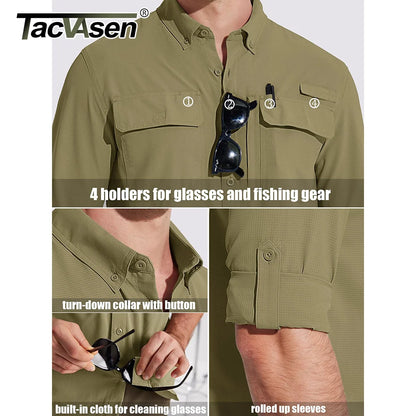 UPF 50+ Sun Protection Fishing Shirts Men's Quick Dry Long Sleeve