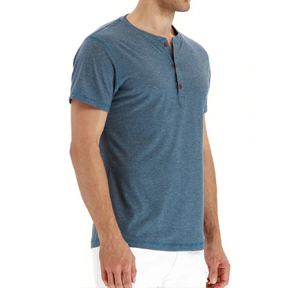 Brand Quality Cotton Men T-Shirt Henry Neck Slim Fit Tees