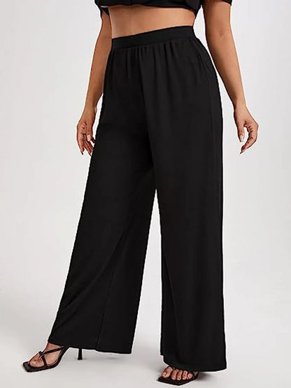 Women's Summer 2024 New Plus-Size Knitted Wide-Legged Pants