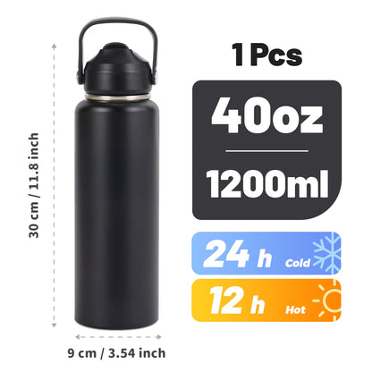40oz Insulated Water Bottle with Straw Handle
