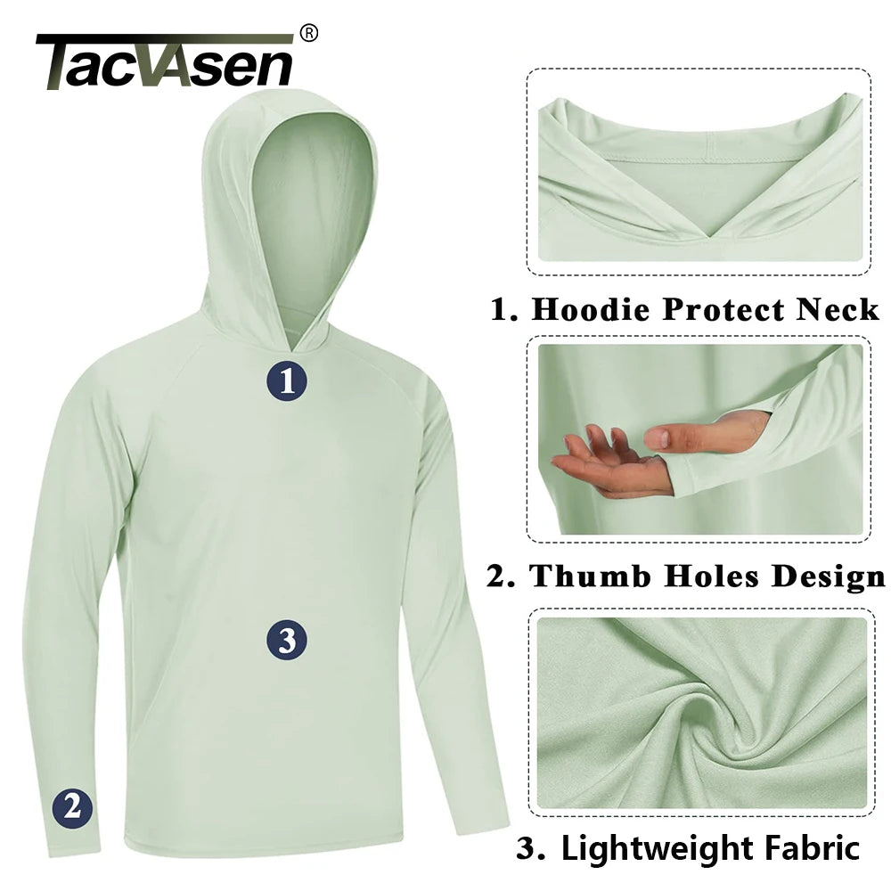 TACVASEN Sun Protection T-Shirts Mens Long Sleeve Hoodie