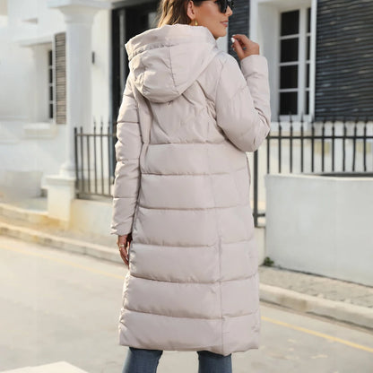 Winter Hooded Women's Cotton Padded Jacket Mid-length Outwear