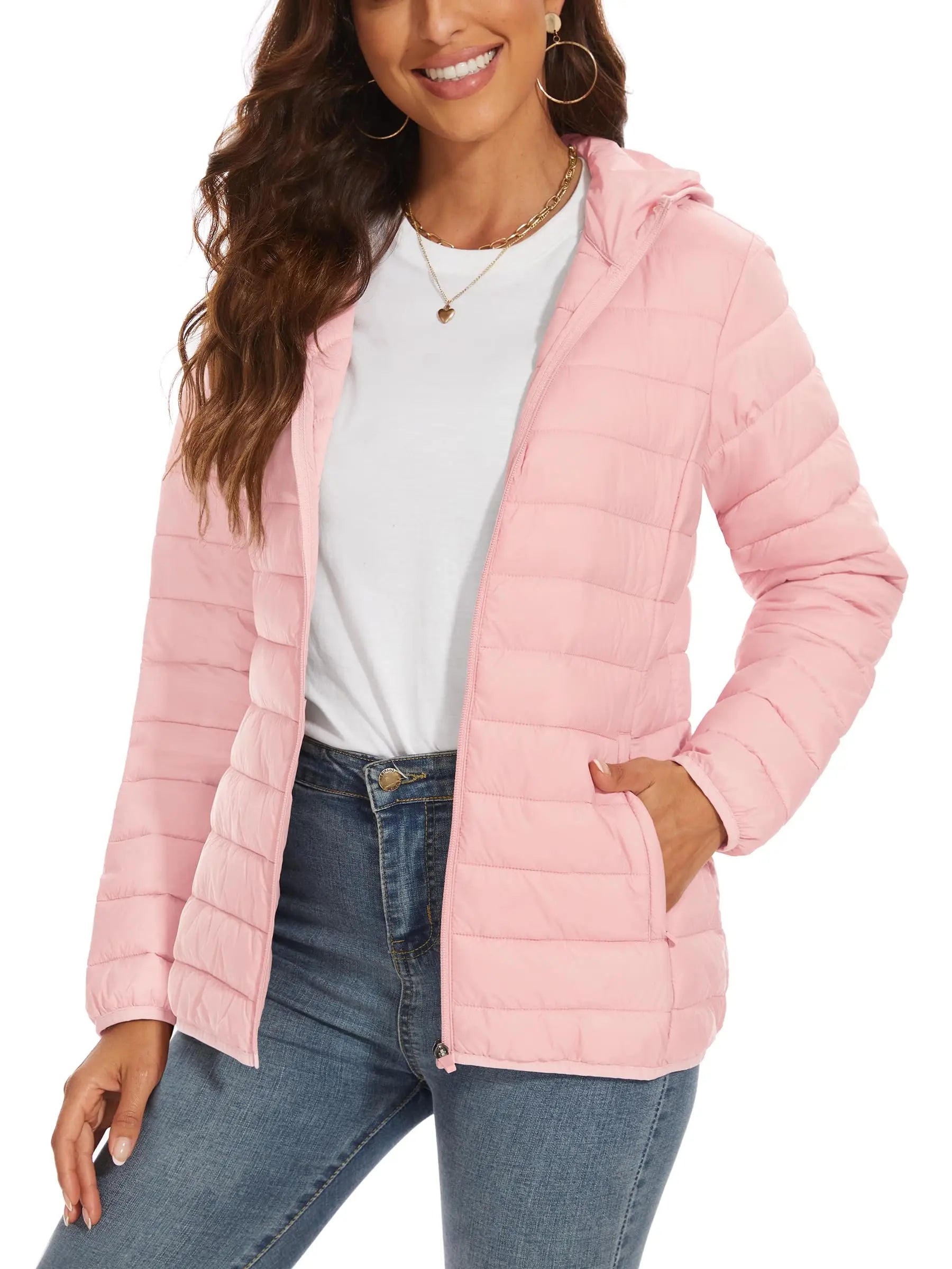 Women's Winter Puffer Jacket – Lightweight, Water-Resistant, Padded Hoodie for Outdoor Activities, Camping, and Cold Weather Outerwear